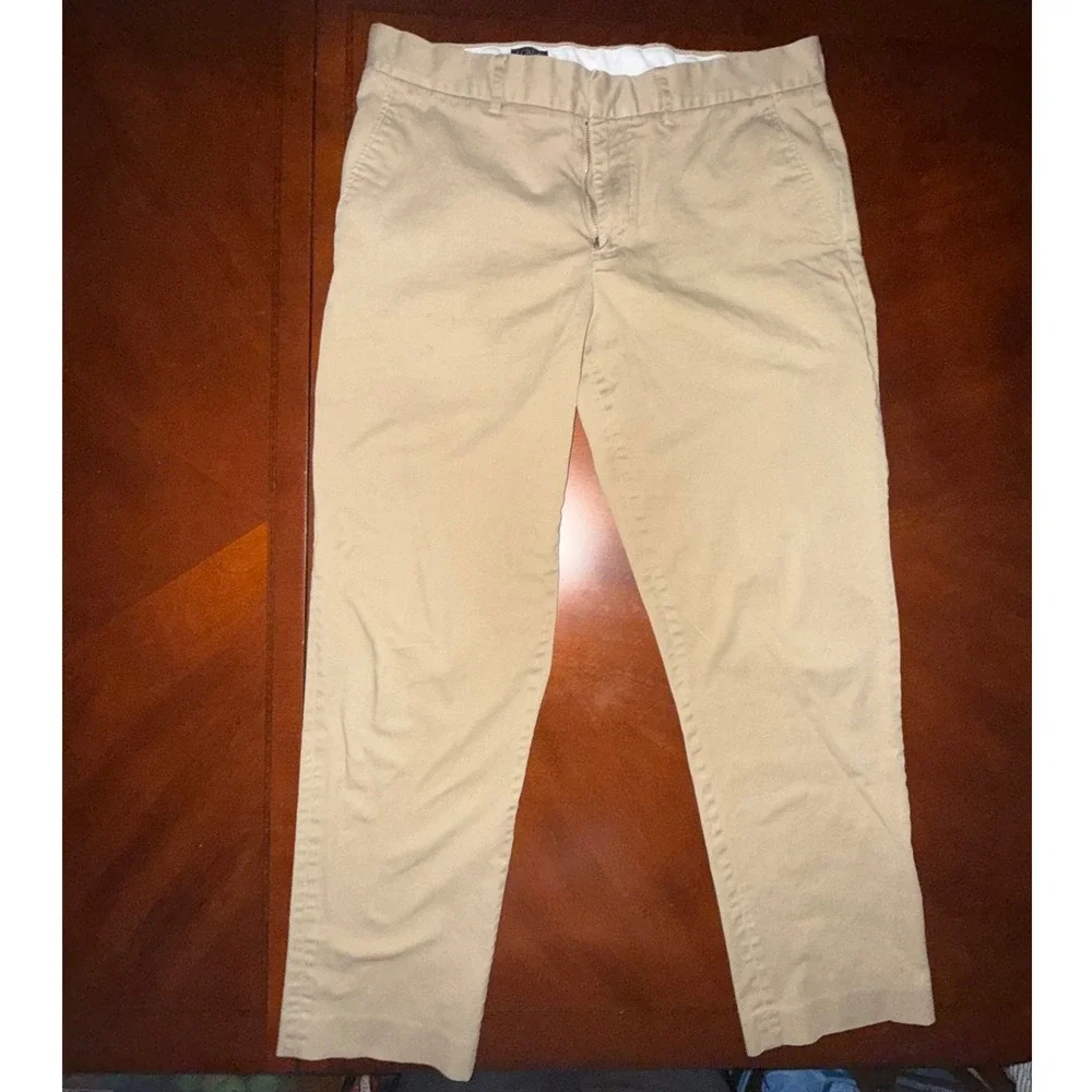 J‎ Crew Bedford Chino Pants Khaki Tan Flat Front Mens Size 34x32 Business Casual